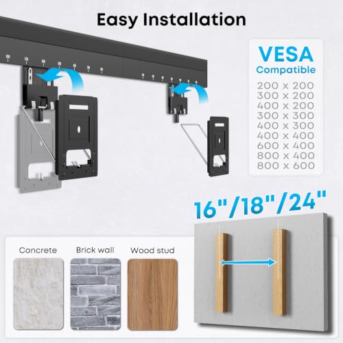 Ultra Slim TV Wall Mount for 43-100 inch, Weight Max 165 lbs | 0.37'' low profile TV Wall Mount, for Flat & Frame TV, VESA 200 x 200 - 800 x 600 mm, Flush to Wall - size: 43-100''