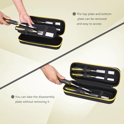 Hard Storage Case for HURRICANE/MECHEER/WFOEJEJ/WORKPRO/Milwaukee Wood Chisel Set - Travel Box Suitable for 4/8 Piece&Complete Sets of Chisels(Box for Sale) (Black & Yellow, S (4 PCS)) - size: S (4 PCS)