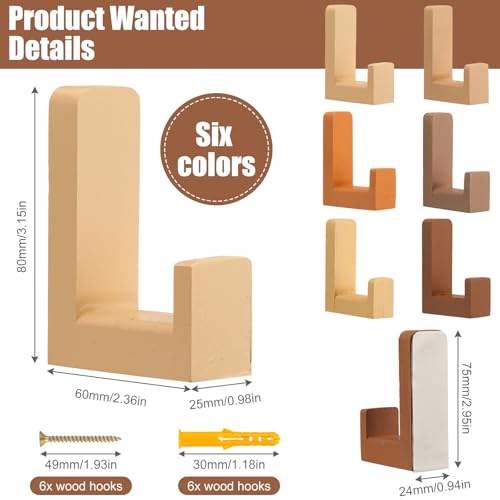 Teenyyou 6 Pcs Cute Kids Wall Hooks Adhesive for Backpack Neutral Colors - color: Neutral Colors