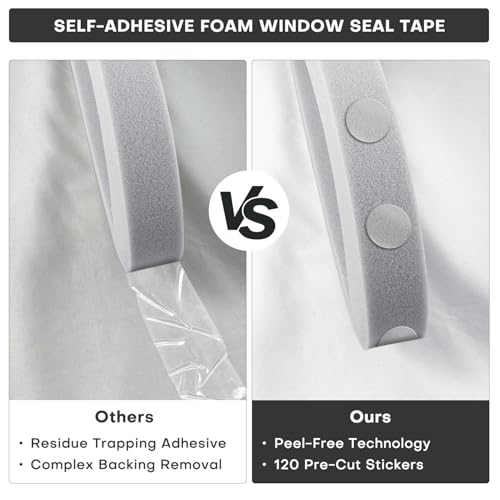 2Pcs 1" x 1" x 6.5Ft AC Window Seal Kit with Adhesive, Gray Foam Strips for Air Conditioner Window Weather Stripping, Window Units, Doors and Windows Insulation, Energy Saving & Dustproof - size: 1''x1''x6.5ft-2pcs