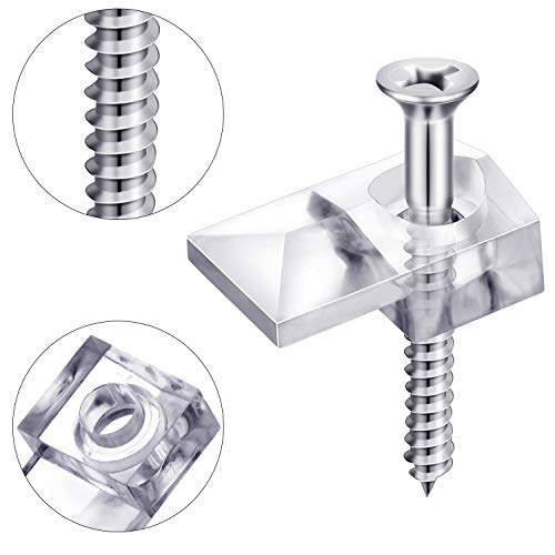 Blulu 20 Pack Glass Mirror Holder Clips for Wall Mounting | Glass Mirror Hanging Kit, Offset 0.24 Inch/ 6 mm, Hanging Retainer Fasteners with Screws and Anchors, for Fixing Cabinet Door - style: Classic Style