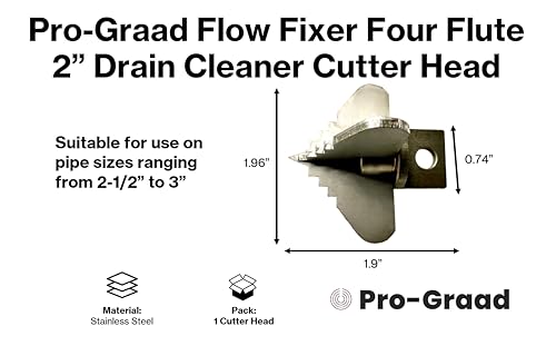 Flow Fixer Drain Cleaner Cutter Head 2", Spear, Slot, for 2-1/2" - 3" Pipes - style: 2" Four Flute (for 2-1/2" - 3" pipes)