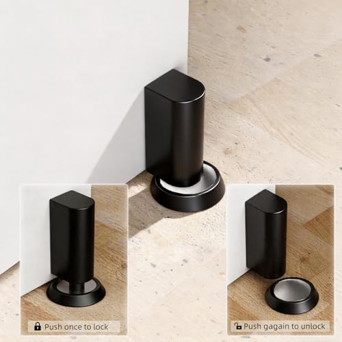 PANALI Magnetic Door Stopper, Door Stop Floor Mount, 1Pack, Black - color: Matt Black