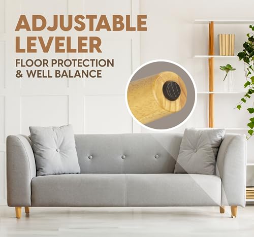 Yes4All 4 Inches Round Natural Solid Wood Furniture Legs Set of 4, Heavy Duty 800 Lbs Capacity Furniture Legs with Leveler, Replacement Legs for Furniture, Couch, Sofa, Dresser, Ottoman - color: Round Natural, size: 4 inch