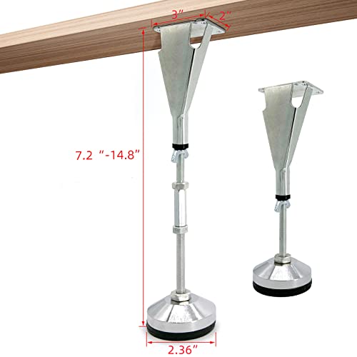 2 Pack Adjustable Height Center Support Leg for Bed Frame - color: 2pcs(7.2-14.8inch)-heavy Duty Metal