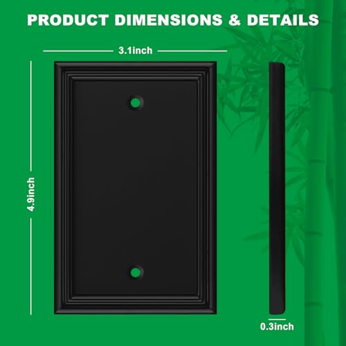 Matte Black Decorative Single Blank Light Switch Covers Wall Plate - size: 1 Blank 4 Pack