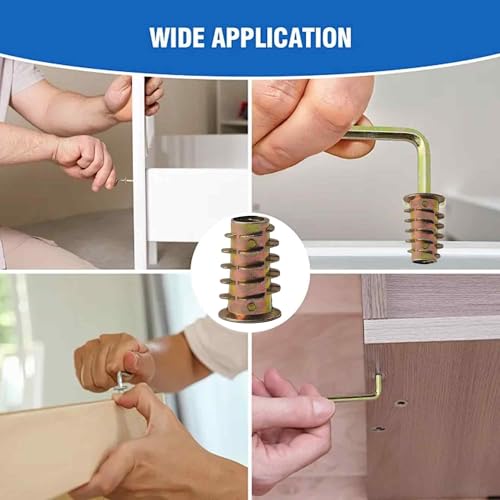 50PCS M6*18mm Threaded Insert Nuts Zinc Alloy Hex Socket Drive Furniture Screw-in Bolt Fastener Connector for Wood Furniture Assortment with Hex Spanner - size: M6x18mm