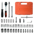 53PCS 1/4" Ratchet Socket Wrench Set Plastic Storage Tool Box - color: Gjx53s