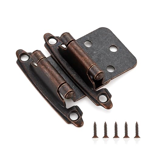 Ravinte Antique Copper Cabinet Hinges, 1/2 Inch Overlay, 60 Pack (30 Pairs) - color: Antique Copper