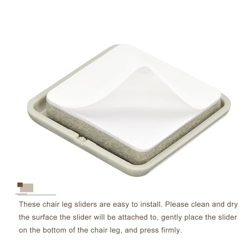 uxcell Furniture Sliders, 4Pcs 1 3/8" - Plastic Self-Adhesive Square Sliding Pads, Chair Glides for Carpeted Tile Vinyl Hardwood Floors (Grey) - size: 1 3/8"