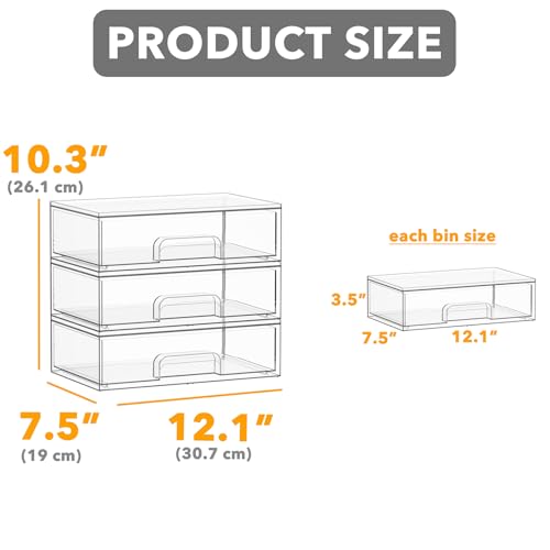 SpaceAid Bottle Storage Organizer Baby - Acrylic Bottles Station Organizer Container, Stackable Clear Drawers for Countertop, Vanity, Bathroom, Cabinet, Pantry Organization, 3 Pack, 3L, 10.3"H - size: 10.3"H, 3 Pack, 3L