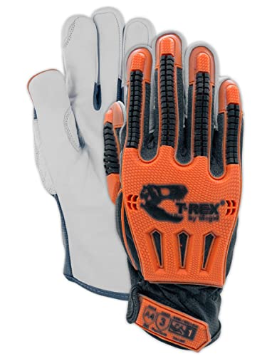 MAGID T-REX Windstorm ANSI A4 TRX744 Impact Glove, 2 Pairs, 8/Medium, Hi-Vis Safety Orange & Grey - size: 8/M, style: 2 Pairs