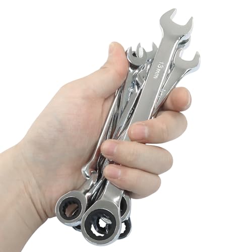 7 Pcs Metric Ratchet Wrench Set, 6/7/8/9/10/11/13mm 72-Tooth - size: 6 mm, 7 mm, 8 mm, 9 mm, 10 mm, 11 mm, 13 mm set