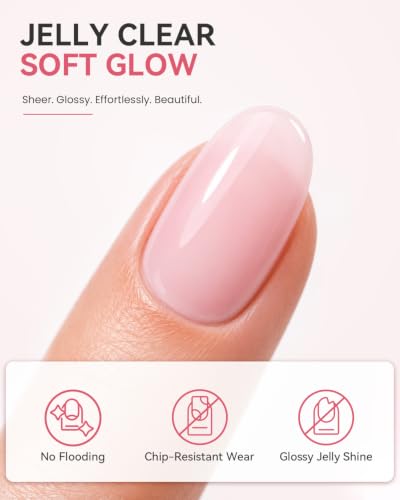 Makartt Jelly White Pink Gel Nail Polish Set 15ML : 6 Sheer Colors - color: Peachy Pink