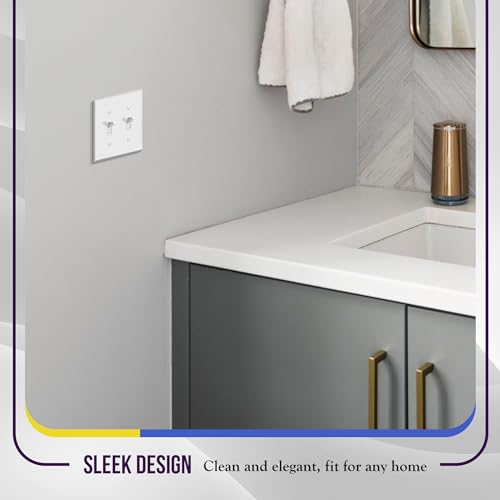 ENERLITES Double Toggle Light Switch Metal Cover Plate, 2-Gang White Gloss - color: White Gloss, size: Standard Size