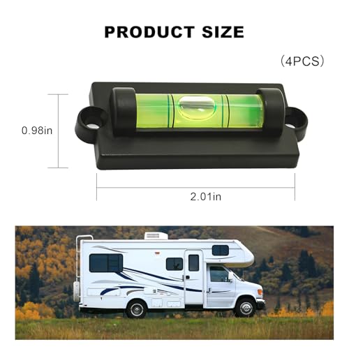 4 PCS RV Standard Levels, Bubble Spirit Level RV Standard Level Indicators Tool with Mounting Holes, Universal Spirit Leveling Tools for Tripod Travel Trailer Camping Motorhome