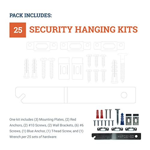 PHS Anti Theft Picture Hangers, Holds 15 lb, 25 Pack with T-Head Screws - size: 25 Pack