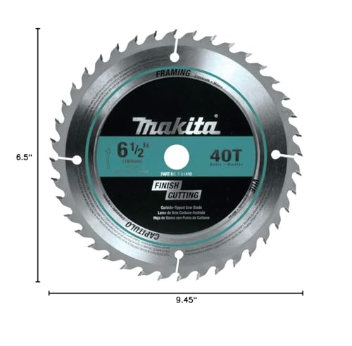 Makita T-01410 6-1/2" 40T Carbide-Tipped Circular Saw Blade, Fine Crosscutting - style: 40T