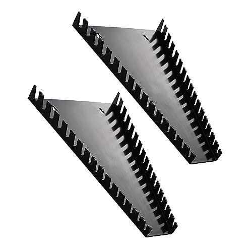 Reniteco Plastic Wrench Organizer, Premium High-density Wrench Holder, Large Wrench Racks for Wall and Tool Box, 32 Slots Fit SAE&Metric Wrenches Tray(2Black) - color: Black, size: 2PC