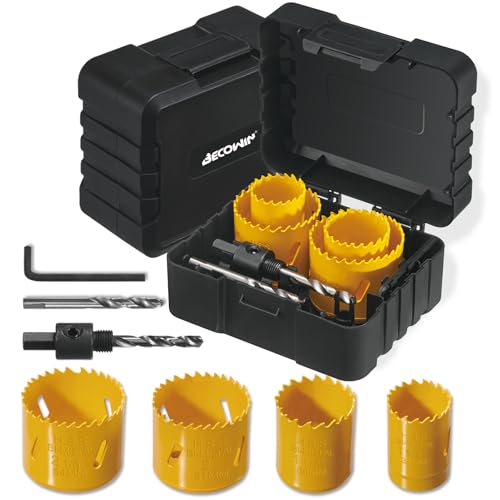 Becowin Bi-Metal Hole Saw Kit, 7PCS Hole Saw Set for Metal, Wood, PVC