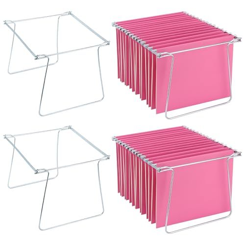VZCPYTPM 4 Pack Hanging File Folder Frames, Heavy Duty Steel Hanging File Organizer, File Cabinet Rails, Adjustable 11 to 17.4 Inches, Suitable for File Cabinets, Storage File Boxes - style: 4Pack