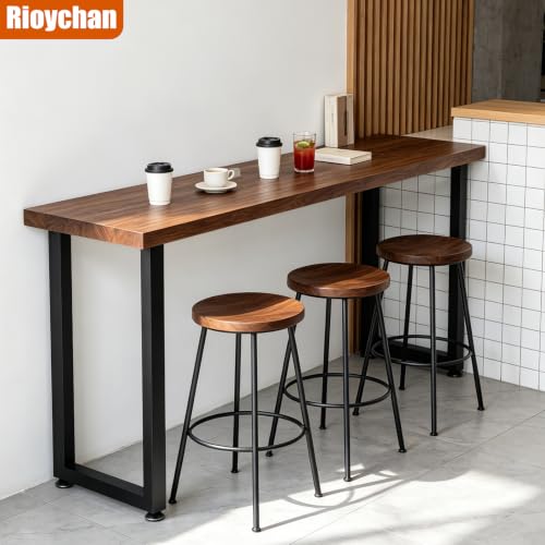 36 Inch Metal Bar Table Legs, Heavy Duty Desk Dinning Table Legs with Adjustment Feet Pads DIY Counter Height Feets, Set of 2,Black (H36'' x W17.7'') - size: H36" × W17.7" Square
