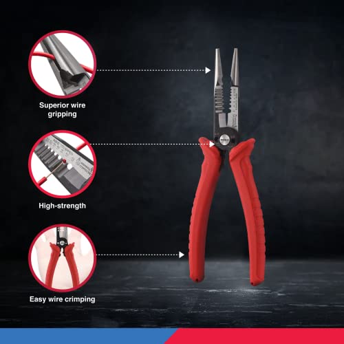 NEIKO 02038A 6-in-1 Wire Service Tool | 8-1/2" Length | Gripper, Crimper, Stripper, Cutter, Extractor, Electrician Pliers - style: 6-in-1 Electrician's Pliers