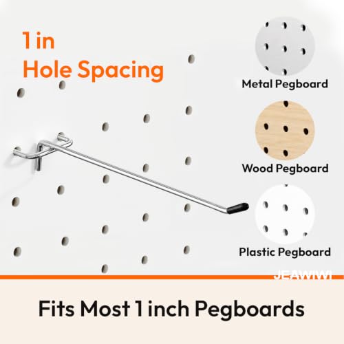JEAWIWI 30 Pcs Metal Pegboard Hooks, 8 Inch Fit 1/5 in Peg Board - size: 8in 30pcs