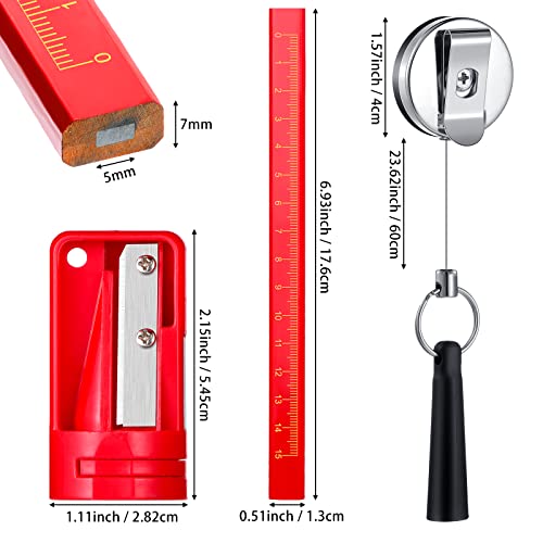 Honoson 24 Pcs Carpenter Pencil with Sharpener,Red Cover, Black Refill - color: Red Cover, Black Refill