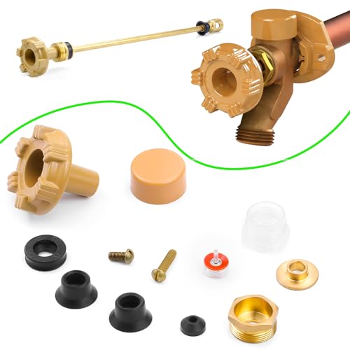 RK-17MH Outdoor Faucet Repair Kit for Woodford Model 17 Outside Faucets Parts Include Wheel Metal Handle Screws Packing Nut Washer Valve Seat Rubber and Vacuum Breaker Float Kits, 12PCS Set - style: RK-17MH