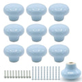 10-Pack Ceramic Cabinet Knobs Sky Blue 32mm Round Drawer Pull - color: Sky Blue
