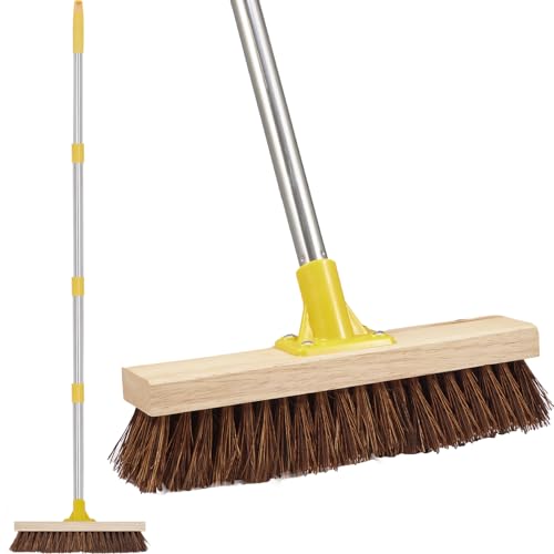 NICOFPHY Heavy Duty Floor Scrub Brush with Long Handle for Outdoor Cleaning
