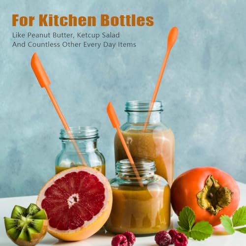 Silicone Spatula Set 6Pcs, Mini Jar Scraper for Makeup & Food - color: Orange