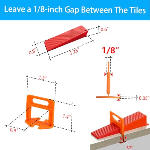 4-in-1 Tile Leveling System Kit, including tile spacers, reusable wedges, heavy-duty pliers, and a non-scratch rubber mallet; suitable for installing all types of tiles and stone (4-IN-1 Set, 1/8") - color: 4-in-1 Set, size: 1/8"