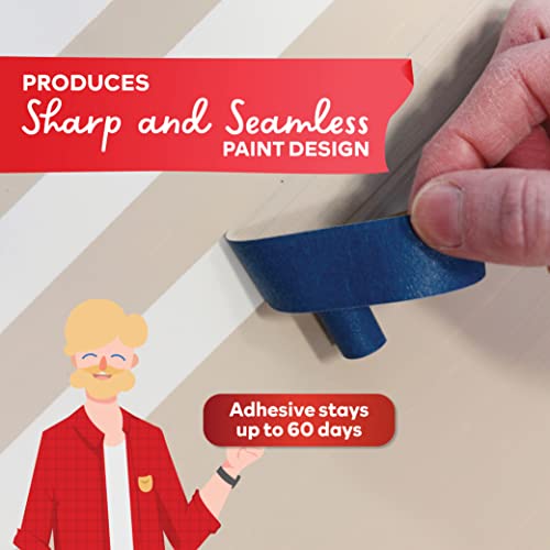 XFasten Professional Blue Painters Tape 2.5-Inches x 60-Yards (Single Pack) Blue Painters Masking Tape Bulk - Sharp Edge Line Technology, Produces Sharp Lines | Residue-Free Wall Trim Tape - size: 2.5 Inches x 60 Yards (Single Pack)