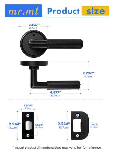Knurled Door Lever Black Privacy Door Handle, 1 Pack - color: Black