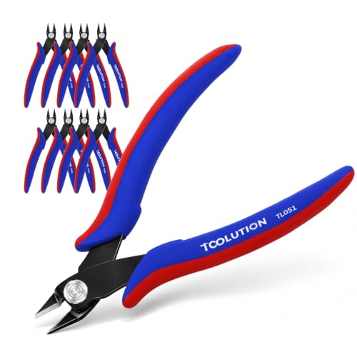10 Pack Flush Wire Cutters - Small Diagonal Cut Pliers Snips - color: 5"- 10 Pack