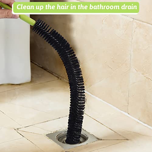 Sewer Drain Brush, Drain Clog Remover, 17inch Flexible Long Pipe Snake Hair Clogs Catcher Cleaner Tool for Toilet, Kitchen Sink, Sewer Drain, Bathroom Tub - color: Black Hair 17inch
