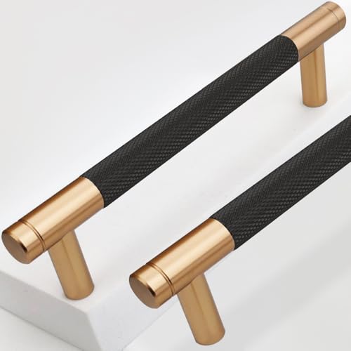 12 Pack 5 Inch 128 mm Bronze and Black Knurled Cabinet Handles Cabinet Pulls Aluminum Handles Pulls Oxidation Finish with Diamond Pattern pulls - color: Bronze and Black, size: 5 Inch