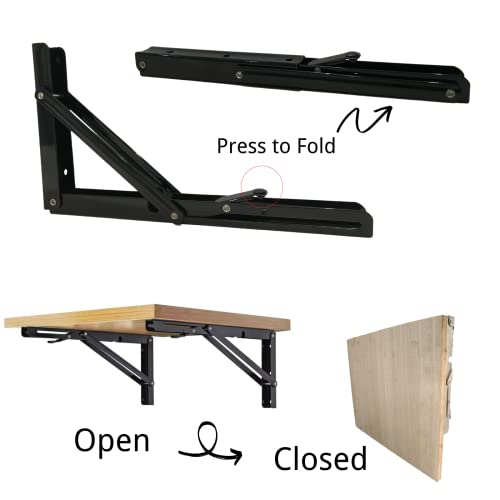 Folding Shelf Brackets 18 inch,Folding Brackets Heavy Duty Max.Load 410lb,DIY Space Saving Wall Mounted Folding Table,Pack of 2 - size: 18 Inch