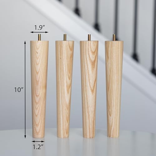 Airy Abode Premium Ash Wood Furniture Legs (Full Install Kit) - Pick Your Size and Color - color: Ash, size: 10 Inches