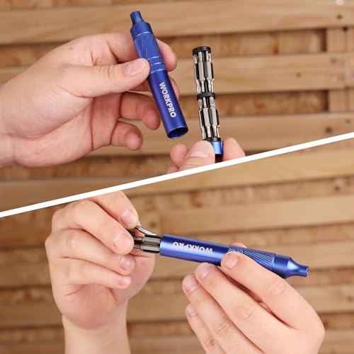 WORKPRO 24 in 1 Multi Bit Mini Screwdriver Set Magnetic, Blue - color: Blue