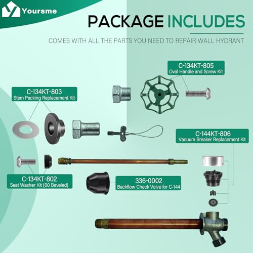 C-144KT-807 Complete Wall Hydrant Faucet Service Repair Kit for C-144 C-244 Series Wall Hydrant Anti-Siphon Freezeless Faucet Repair Kit