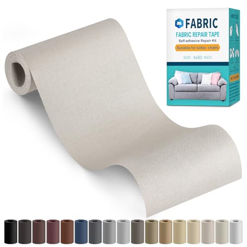 Fabric Repair Tape, 4" x 80" Self-Adhesive Linen Repair Tape Patch Kit - color: Beige Grey, size: 4" x 80"