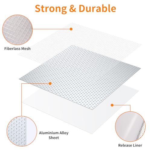 Wall Repair Patch Kit, 15 Pieces Aluminum Self-Adhesive Mesh Repair Patches for Drywall, Multiple Large Small Sizes 2/4/6/8 Inch Drywall Hole Repair Kit, Permanently Repairs Damaged Walls and Ceilings - size: 2/4/6/8in