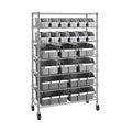 7-Tier NSF 22-Bin Steel Wire Shelving Rack, 36"W x 14"D x 56"H, Gray | 22 slide-out bins with tilt-lock design keep supplies organized and accessible - color: Gray, size: 22 Bin