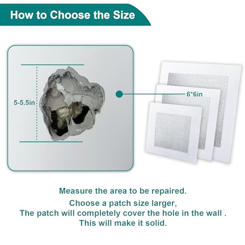 WYIRONG 10 Pack Drywall Repair Kit for Large Holes, 4/6/8 Inch Dry Wall Patch Kits for Erase a Small Nail Hole, Plaster Wall Patching Self Adhesive Aluminum Mesh with Scraper and Sandpaper - style: 10 Pack Drywall Patch Kit