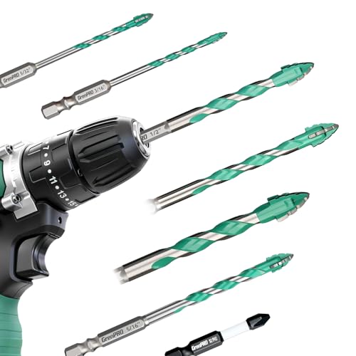 GRENPRO Masonry Drill Bit Set 8Pcs, 5/32"-1/2" Serrated Concrete Drill Bit - size: 5/32" - 1/2" (8PCS)