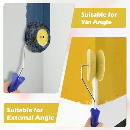 Corner Edger Paint Roller Kit Including 4 Pcs Drywall Corner Tool 4 Inch Paint Roller, Paints Edger Corner-Paint-Roller Tool for Home Office Wall Painting Decoration