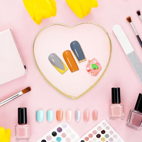 SUMAJU 2 Pack Heart Resin Nail Art Palette, Nail Art Painting - color: Pink, White